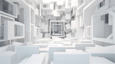 Geometric Shapes In 3d Render Create White Abstract Background Texture