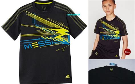 Adidas Messi Graphic Tee Junior Boys Kids T Shirt Black Lime Rrp £1999