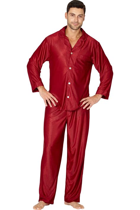 Intimo Intimo Mens Classic Tricot Pajama Set Burgundy Small