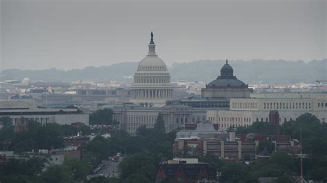 5k Stock Footage Aerial Video Of The United States Capitol Dome Between