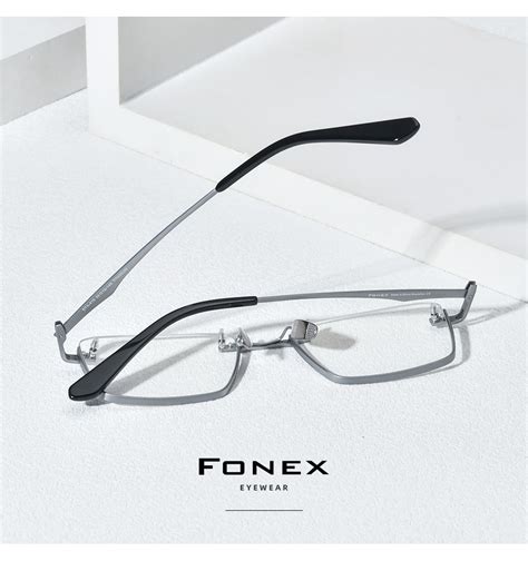 fonex titanium glasses frame men new semi rim square eyeglasses optica