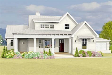 This Is A Computer Rendering Of The Front View Of A House With Porches