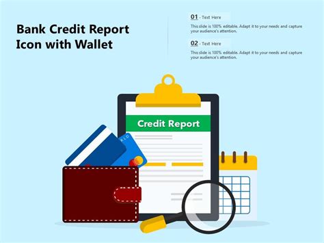 Bank Credit Report Icon With Wallet Presentation Graphics
