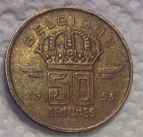 1953 Belgium 50 Centimes Collector Coin Vintage Etsy