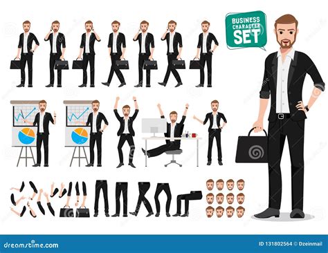 Business Man Vector Character Set Male Office Person Cartoon Character