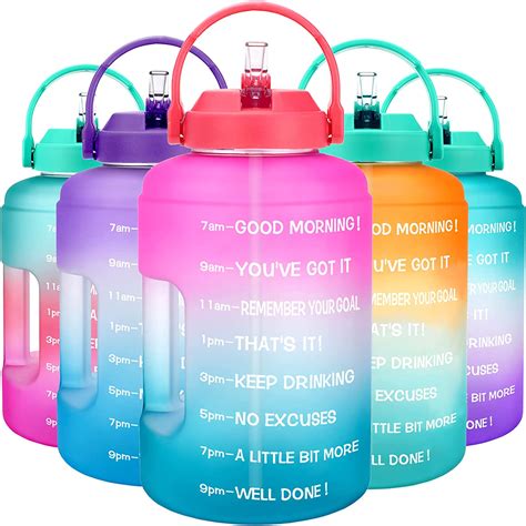 Buildlife 1 Gallon Water Bottle With Straw And Motivational Time Marker Large Bpa Free Wide Mouth