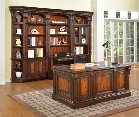 Corsica Home Office Library Wall With Leather Top