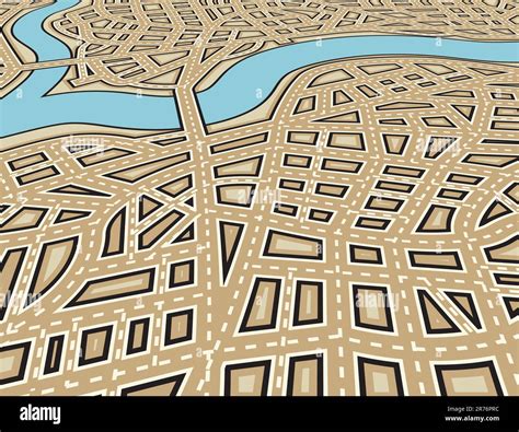 Editable Vector Illustration Of An Angled Generic Street Map With No