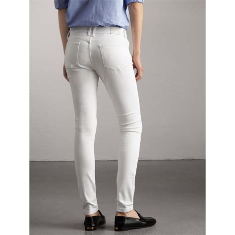 Skinny Fit Low Rise White Jeans Women Burberry United Kingdom