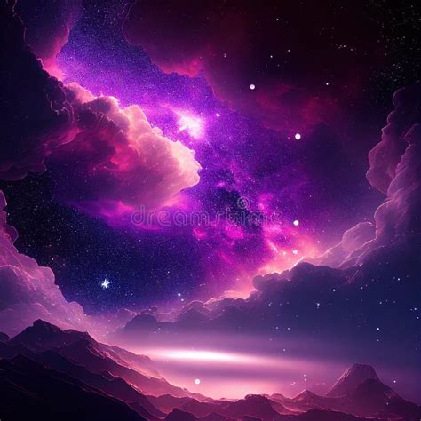 Beautiful Sky With Purple Stars Ultra Realistic Image Generative Ai