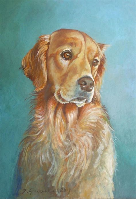 Golden Retriever Dog Portrait Original Oil Painting Commission Pet