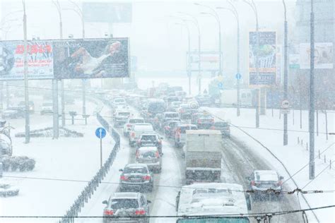Winter Storm Traffic Editorial Stock Image Image Of Nature 105230084
