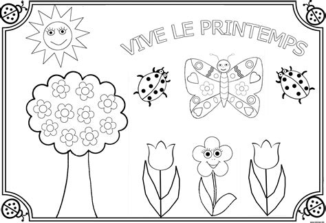 Coloriage Vive Le Printemps Maternelle Facile