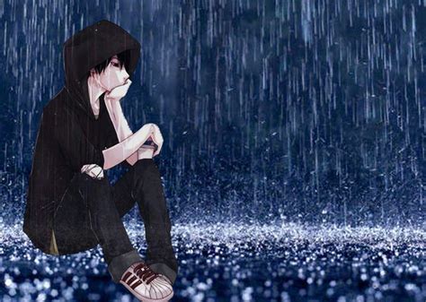 Lonely Boy Walking In Rain Wallpaper