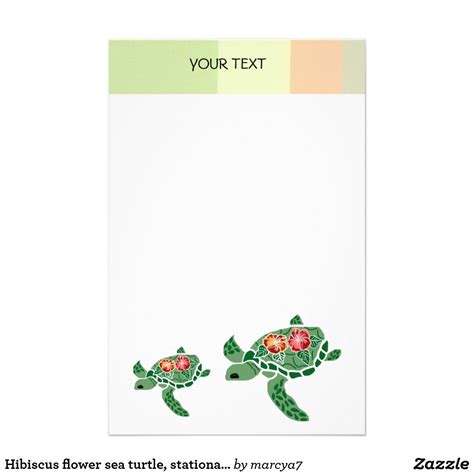 Hibiscus Flower Sea Turtle Stationary Stationery Zazzle Hibiscus