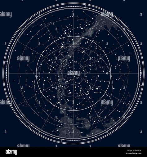 Astronomical Celestial Map Of The Northern Hemisphere Detailed Chart
