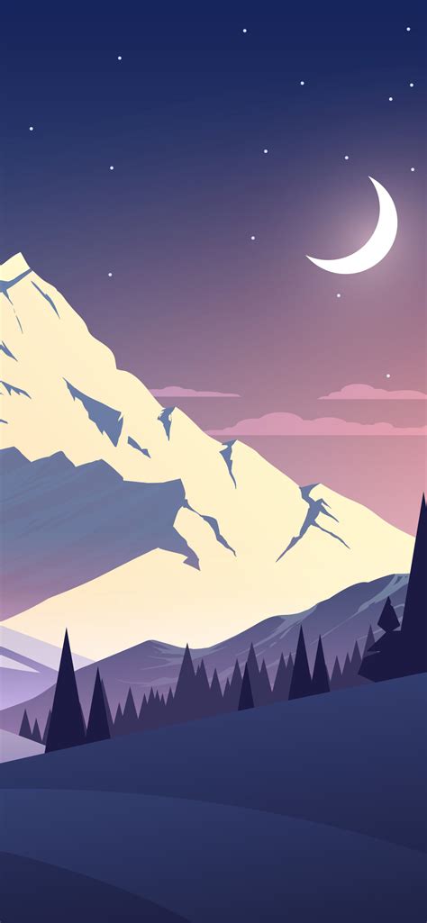 1242x2688 Resolution Night Mountains Summer Illustration Iphone Xs Max