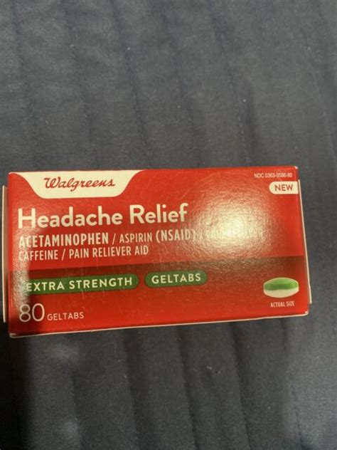 Walgreens Extra Strength Headache Relief 80 Geltabs Compare To Excedrin 2022 For Sale Online Ebay