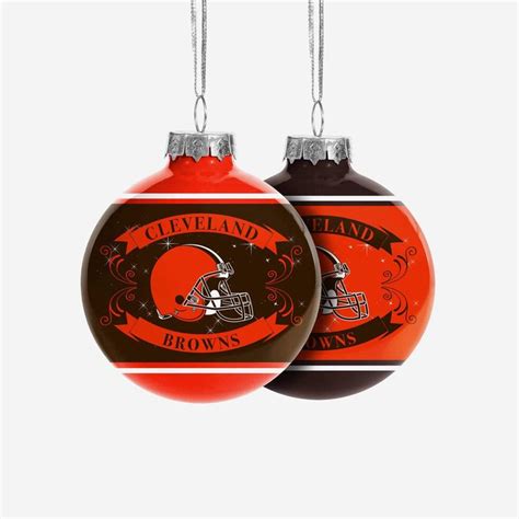 Cleveland Browns 2 Pack Ball Ornament Set In 2021 Brown Christmas