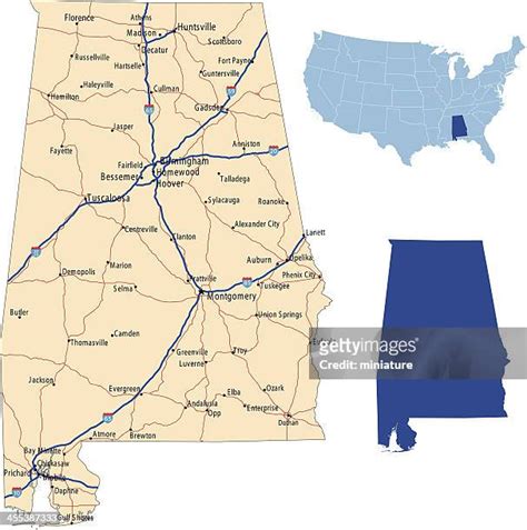 Alabama Road Map Photos And Premium High Res Pictures Getty Images