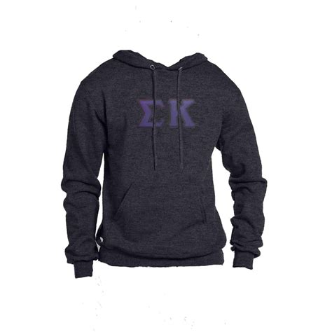 Sigma Kappa Hoodie Sweatshirt I Stitched Greek Letters L Light Grey