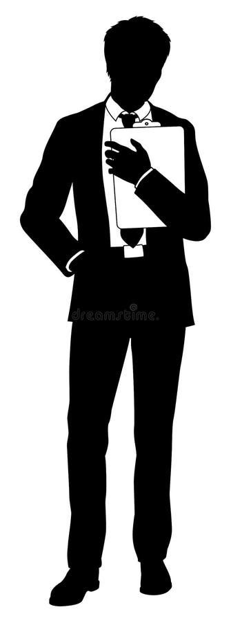 Business People Man With Clipboard Silhouette Stock Vector