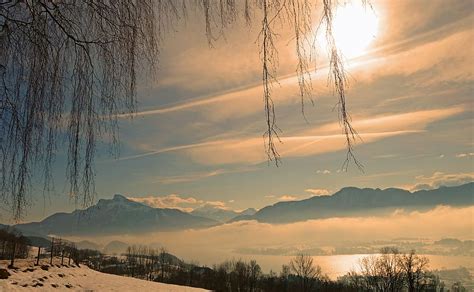 Landscape Photography Mountains Covered Fogs Winter Clouds Sun