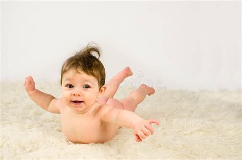Adorable Baby Girl Naked Stock Photo Image Of White 76374490