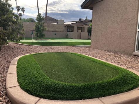 Tip if your lawn has a white cast after mowing, your lawn mower needs sharpening. Amazing Backyard Putting Greens with Artificial Grass | Paradise Greens