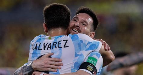 Messi Passing The Argentina Torch Man Citys Julian Alvarez Scores