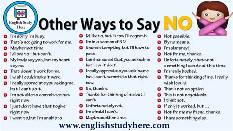 Other Ways To Say No In English Other Ways To Say Ways To Say Said English Study