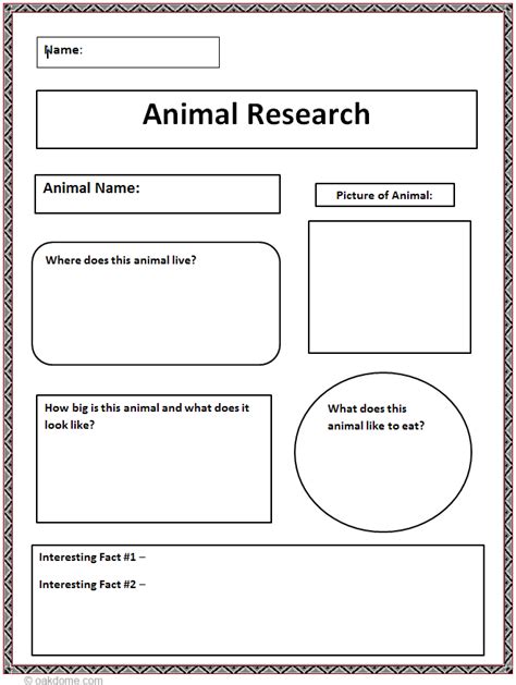 Research Worksheet First Grade