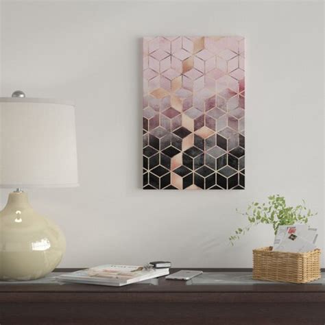 East Urban Home Pink And Grey Gradient Cubes Rectangular By Elisabeth