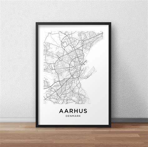 Aarhus Map Print Aarhus Map Download City Map Aarhus Aarhus Etsy