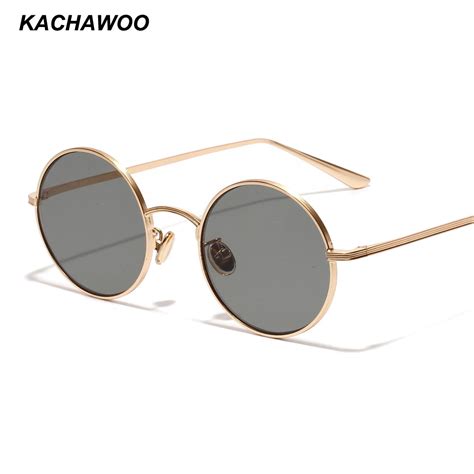 Buy Kachawoo Small Round Sunglasses Women Gold Metal