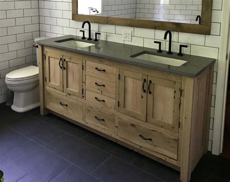 Rustic Vanity 72 Dual Sink Reclaimed Barn Wood Wpaneled Doors
