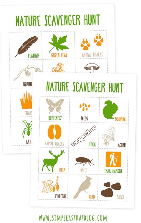 Free Nature Scavenger Hunt Printable