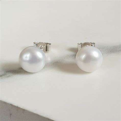 Large White Freshwater Pearl Stud Earrings By Shropshire Jewellery