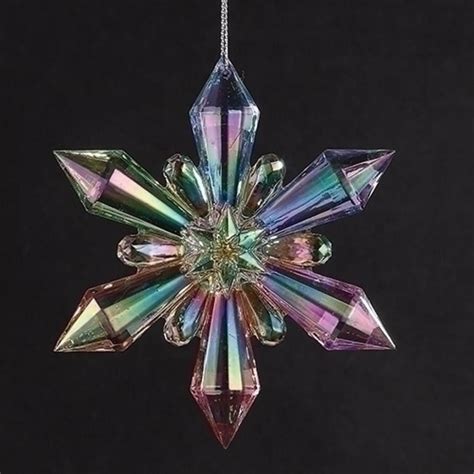 45 Clear Iridescent Rainbow Finished Snowflake Christmas Ornament