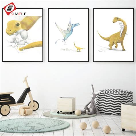 This dinosaur table lamp adds prehistoric fun to your room's decor. Nordic Dinosaur Monster Posters and Prints Draw Fly Walk ...