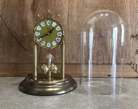 Vintage Clock Made In Germany Glass Dome Clock Collectables Heirloom