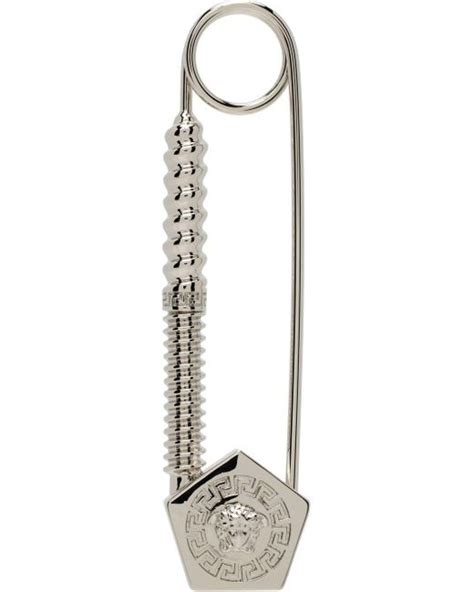 Versace Silver Nuts And Bolts Safety Pin Brooch In Black Lyst
