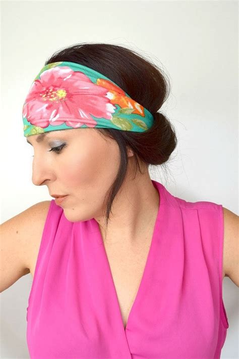 Floral Jersey Head Wrap Boho Headwrap Summer Headband