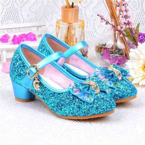 Blue Glitter Toddler Girls Maryjane Heel Shoes Girls Frozen Etsy In