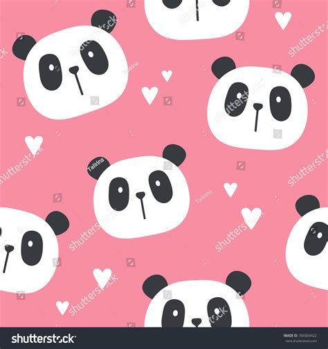 Muzzle Pandas Hearts Hand Drawn Backdrop Stock Vector Royalty Free