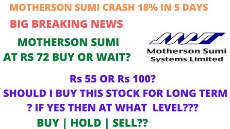 Detailed news, announcements, financial report, company information, annual report, balance sheet, profit & loss account, results and more. Motherson Sumi share news 🔥| Motherson Sumi share crash 18 ...