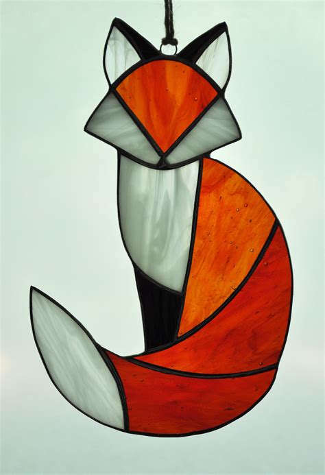 Fox Suncatcher Stained Glass Diy Stained Glass Crafts Glass Art