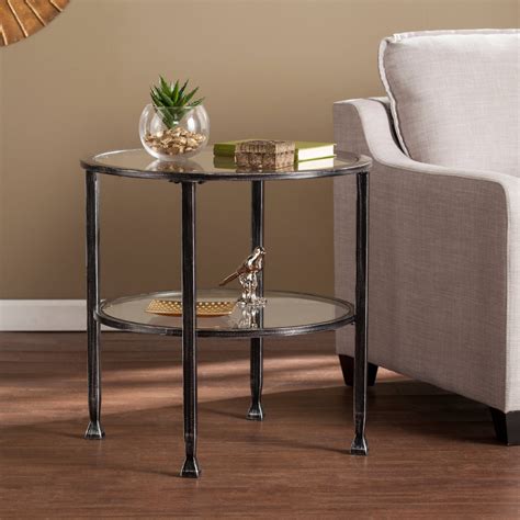 Mara Glass And Black Metal Round Accent Table Kirklands Modern End