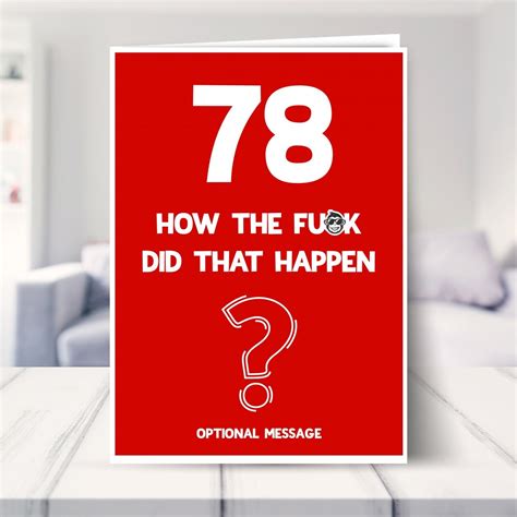 78th Birthday Card For Him Or Her Rude And Funny Birthday Etsy