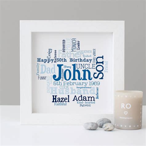 Funny, unique, traditional, personalised and more. personalised 50th birthday gift for him by hope and love ...